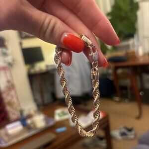 Vintage Gold-Tone Rope Chain Bracelet | Classic Layering Staple